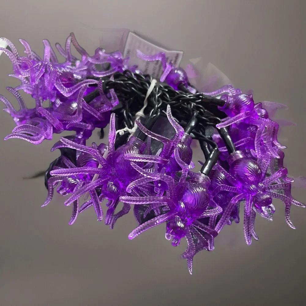 NEW✨Spooky Village 20 Count LED Spooky Sparkle Spider Light Set Halloween‎ - Picture 2 of 3